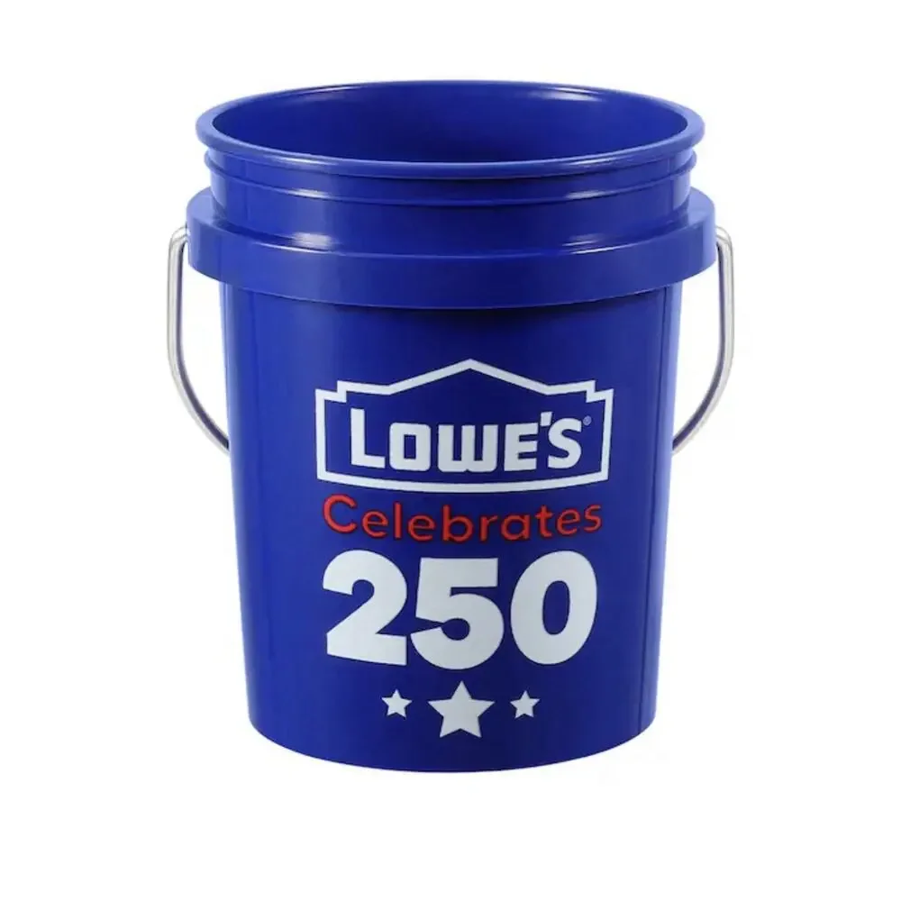 5 Pack Lowes Celebrates 250 USA Mini Blue Bucket w/ Lid Stackable Americana Food